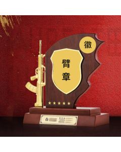 FAHRION Souvenir Gift Metal Wooden Trophy Plaque Ribbon Display Ornament