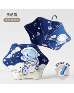 Mumeng Kids Umbrella Automatic Sun & Rain Umbrella, Kindergarten Sunshade Parasol, Cute Straight Handle Umbrella for Babies - Space Explorer