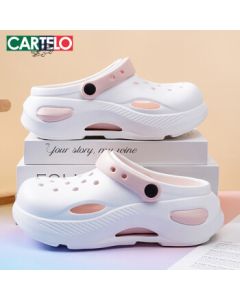 CARTELO Crocodile Women's Summer Sandals Casual Clogs Garden & Beach Two-Way Sandals 1463 White Pink 37-38