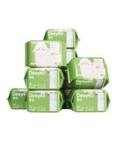 Deyou Soft Facial Tissue for Babies, 80 Sheets * 10 Packs, Disposable Thickened Dry/Wet Dual-Use Cotton Cleansing Wipes