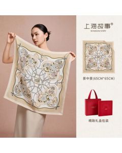 Shanghai Story 100% Mulberry Silk Scarf, Pure Crepe Satin Gift Box Set, Perfect as Mid-Autumn Festival or Birthday Gift for Mothers, Women's Shawl & Neck Wrap