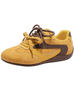 CAMEL "Speed" Racing Shoes for Women - Suede Thin Sole Fashion German Training Shoes L26S202002 Yellow/Brown (Suede) Size 37