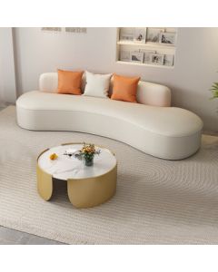 Manluolu Arc Leather Reception Sofa - Light Luxury Style for Hotel Lobby, Beauty Salon Lounge, and Guest Tea Area