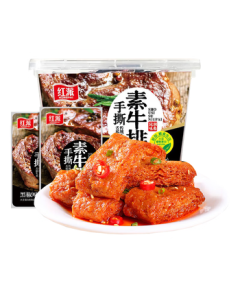 Red Pie Hand-Shredded Vegetarian Steak Black Pepper Flavor 50 Packs/Box Vegetarian Jerky Snack Gift Box 500g