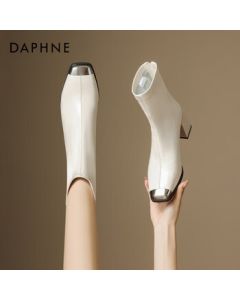 Daphne Women's Ankle Boots 2025 Autumn/Winter New Casual Boots Versatile Slim Boots High-Heel French Martin Boots Beige 38
