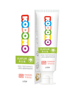 Lion Little Lion Olafluor Children's Toothpaste for Ages 3-6-12, Fluoride Anti-Cavity & Anti-Caries Baby Toothpaste, Strawberry Flavor, 50g