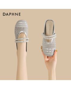 Daphne Slippers Thick Sole Birkenstock Toe-Cover Half Slippers Women's Summer Breathable Sandals 4025101621 Silver 37