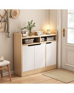 Xin You Liang Jia Shoe Cabinet, Modern Minimalist Entryway Storage with Three Doors G046, White, 80cm