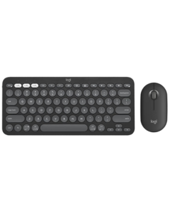Logitech Fashion Series PEBBLE 2 COMBO Wireless Bluetooth Keyboard & Mouse Set - Ultra-Thin Office Silent Keyboard & Mouse for Mac, Multi-Device iPad, 2.4G + Cleaning Kit - Black