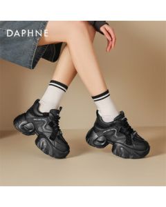 Daphne Women's Casual Shoes Thick-Soled Platform Sneakers with Fleece Lining for Warmth Sports Shoes 4024404555 Fleece Black 39