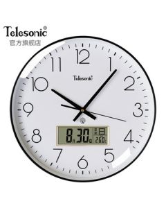 Uranus (Telesonic) Wall Clock, Living Room Clock, Home Automatic Time-Adjusting Perpetual Calendar Temperature Wall Clock, No-Drill Hanging, Radio Wave Clock, 36cm