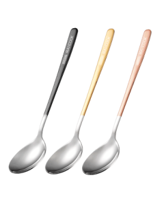 Maxcook 316L Stainless Steel Soup Spoon Set, Round Bottom Serving Spoon, Rice Spoon, Soup Ladle, Colorful 3-Piece Set MCGC3424