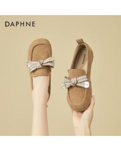 DAPHNE Suede Leather Birkenstock Shoes for Women, Fashion Retro Flats, Versatile and Comfortable Loafers, Beige, Size 37