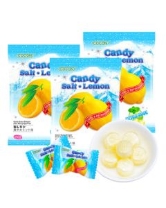 Cocon Salty Lemon Mint Candy - Imported Children's Snack for Leisure, Parties, and Celebrations, 150g*3 Bags/Approx. 108 Pieces