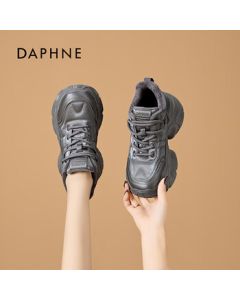 DAPHNE Daphne Platform Chunky Sneakers for Women Casual Cotton Shoes Gray Size 35