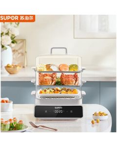 SUPOR Household Multi-function Electric Steamer ZN26FC32, 3-Tier Detachable Washable Smart Preset Timer Steamer with Steam Tray, 15.7L Large Capacity