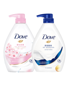 Dove Deep Moisture Body Wash Long-Lasting Fragrance Set - Deep 1kg + Sakura 1kg with Free 300g + 190g