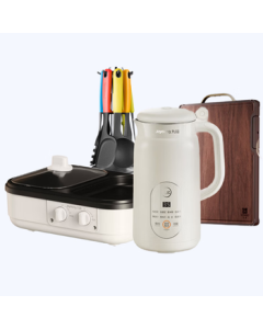 Joyoung Soy Milk Machine with Hot Pot and Grill Combo Cutting Board Kitchenware Set