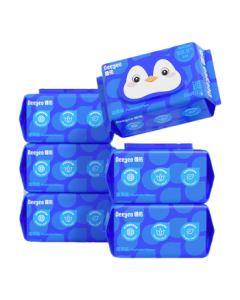 Deyou Penguin Extra Large & Thick Wet Wipes 80 Sheets * 6 Packs, Antibacterial Flushable Toilet Wet Wipes, Dispersible Wet Toilet Paper