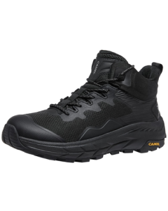 CAMEL Men's G15W342062 Outdoor Hiking Shoes with Stitched Durable Non-Slip Sole, Height-Increasing Soft Base, Dark Night Black, Size 42