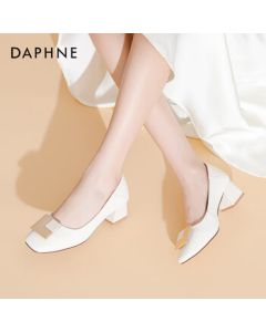 Daphne Women's Shoes Summer 2022 Chunky Heel Round Toe French Style High Heels - Beige, Size 37