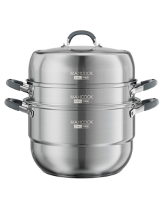 Maxcook 316L Stainless Steel Steamer Pot 3-Layer 36cm Large Capacity Cooking Soup Pot Compatible with Gas Stove and Induction Cooker MCZ074