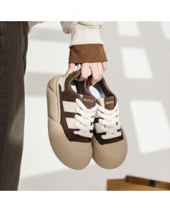 Daphne Commuter Ugly-Cute Chunky Sneakers for Women, Thick-Soled Height-Increasing Black Casual Board Shoes, College-Style Loafers - Brown, Size 35