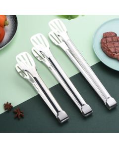 Jinyuli 304 Stainless Steel Food Tongs for Bread, BBQ, Frying, Steak, and Heat-Resistant Cooking, Extra Thick 29cm Triple-Line Tongs