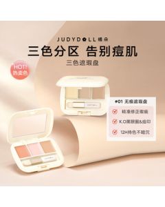 Judydoll Tri-Color Concealer Palette - Covers Spots, Dark Circles, Acne Scars, Brightens Hollows & Nasolabial Folds - 01 Seamless Concealer Palette