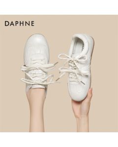 Daphne Casual Women's Shoes - College Style Versatile Sporty Two-Tone Lace-Up Flat Training Sneakers 4025101124 Beige 35