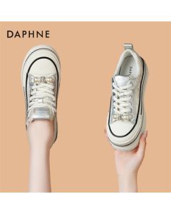 Daphne Platform Lace-Up Canvas Shoes Spring New Arrival Versatile Casual Women's Sneakers 4024101490 Beige 38