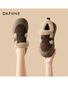 Daphne Women's Casual Shoes Thick-Soled Fleece-Lined Birkenstock Fuzzy Shoes Warm Winter Boots 4024608037 Brown 37