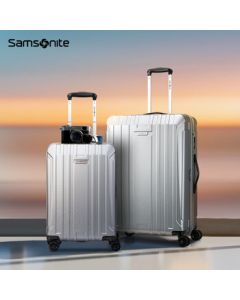 Samsonite Luggage Set 20" + 28" Silver NX0 Trolley Case with Combination Lock, Nested Suitcase for Travel