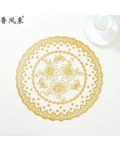 Lu Fenglai PVC Hollow Gilded Thickened Cup Coaster Tea Coaster, Round, 30CM Diameter