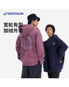 Decathlon SPW Multiverse Unisex Couple's Outdoor Casual Sports Hooded Sweatshirt Purple XL-5448009