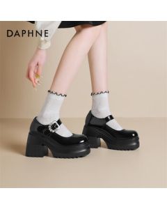 Daphne Platform High Heels Women's New Spring Mary Jane Chunky Heel Dress Shoes Single Shoes 4025101337 Black 38