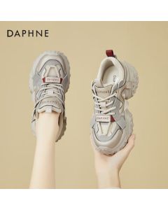 Daphne Platform Chunky Sneakers for Women - Fashionable Soft-Soled Lightweight Sports Shoes, Versatile Height-Increasing Casual Shoes in Grey, Size 38