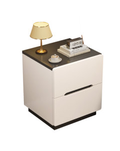 Shanshan Wood Art Bedside Table, Small Modern Minimalist White Nightstand with Storage, Trendy Fashionable Bedside Cabinet