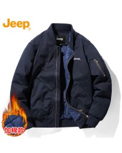 JEEP Men's Jacket, Autumn and Winter Baseball Collar Loose Casual Workwear Coat, Blue with Cotton Padding, Size 3XL