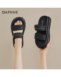 DAPHNE Women's Flip Flops Thick Sole Versatile Casual Beach Sandals 4023303368 Black 38