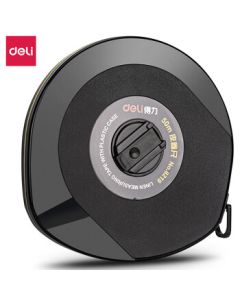 Deli 50m Leather Tape Measure Waterproof Case for Renovation, Sports, and Engineering - Black 8219