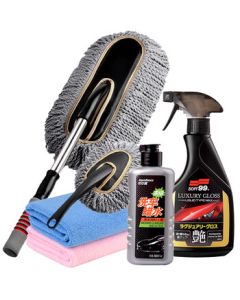 CarSetCity Car Wash Kit (Polishing & Maintenance) 4-Piece Set - Car Duster, Wash Brush, Towel, and Waxing Tools - Automotive Accessories