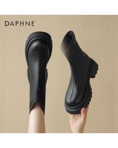 Daphne Women's Ankle Boots Thick Sole Chelsea Boots Retro Martin Boots Leather Boots Shoes 4023605088 Black 40