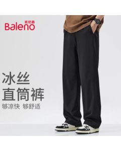 Baleno Men's Pants Summer Sports Ice Silk High Street American Trend Drape Youth Casual Black Solid Quick-Dry Pants