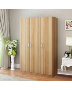 Oubaome Three-Door Wardrobe Wooden Closet for Home, Employee Dormitory, Apartment Rental, Eco-Friendly Bedroom Cabinet, Modern Minimalist