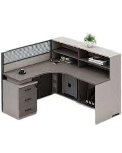 ANMEICHENG FURNITURE Staff Desk Office Workstation Set with L-Shaped Desk and Chair [Single Seat, Chair Not Included]
