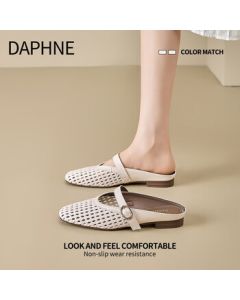 DAPHNE Women's Closed-Toe Half Slippers 2025 New Summer Woven Hollow-Out Fashion Versatile Sandals