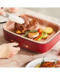 Bear Multi-Functional Pot, Cooking Pot, Family Feast Pot, Multi-Purpose Electric Hot Pot, Household Shabu-Shabu and Grill Combo, Electric Grill Pan, Electric Steamer, Electric Cooking Pot, Hot Pot, 4L C14K6 RY