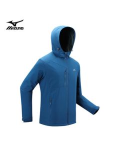 Mizuno Men's Outdoor Cotton Jacket with Hood, Long Sleeve Comfortable Windproof Warm Coat, Navy Blue L