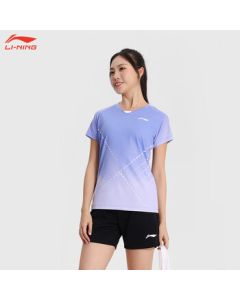 Li Ning Women's Badminton Short-Sleeve Top Volleyball Table Tennis Tennis Sports Shirt AAYU218 Purple